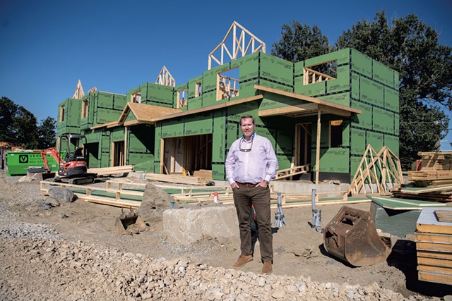 Above: O'Brien Brothers CEO Evan Langfeldt at the construction site of Hillside East in South Burlington - DARIA BISHOP