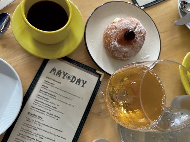 Cherry-amaro cream doughnut coffee and breakfast wine - JORDAN BARRY