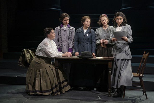 Shaina Taub (center) in the 2022 production of Suffs at the Public Theater - COURTESY OF JOAN MARCUS