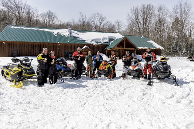 Snowmobilers outside April's Maple - FILE: DON WHIPPLE