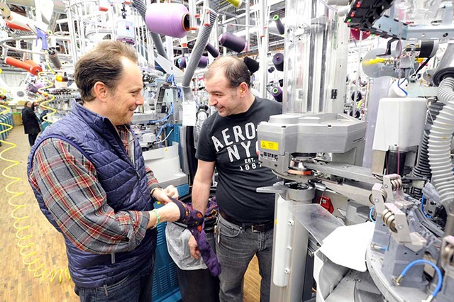 Ric Cabot (left) with head technician Adnan Palic at the Northfield mill in 2015 - FILE: JEB WALLACE BRODEUR