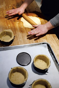 Rolling dough at Piecemeal Pies - SARAH PRIESTAP