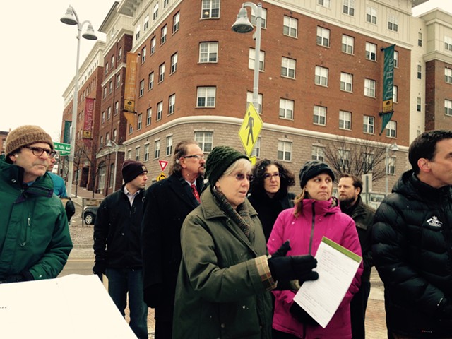 Marcy Harding, holding legal pad, leads a hotel site visit Monday. - MOLLY WALSH