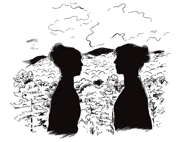 Tillie Walden's sketch of Charity Bryant and Sylvia Drake - COURTESY OF VERMONT HUMANITIES