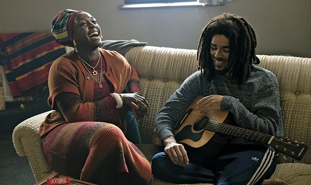 Lashana Lynch and Kingsley Ben-Adir in Bob Marley: One Love from Paramount Pictures - COURTESY OF CHIABELLA JAMES/PARAMOUNT PICTURES
