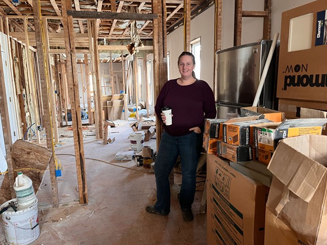 Developer Samantha Hiscock in the Barre Town building she's renovating - ANNE WALLACE ALLEN ©️ SEVEN DAYS