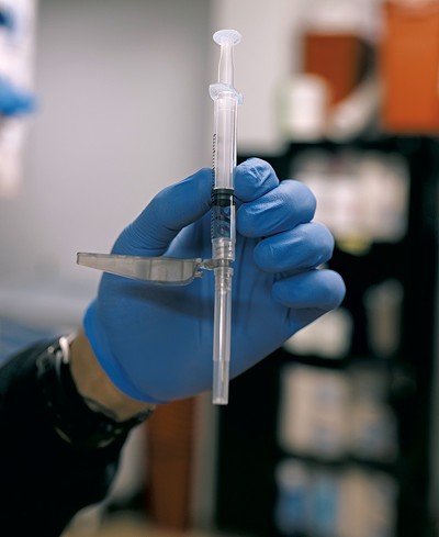 A syringe filled with naloxone, used to reverse overdoses - JOS&Eacute; A. ALVARADO JR.