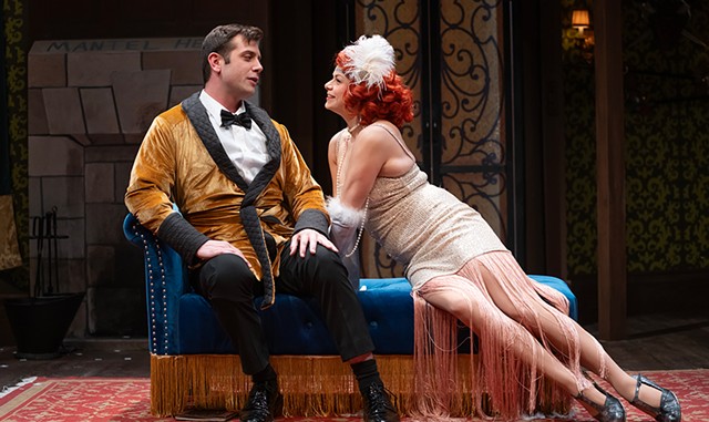 Andrew Gombas and Izzie Steele in The Play That Goes Wrong - COURTESY OF MARK WASHBURN