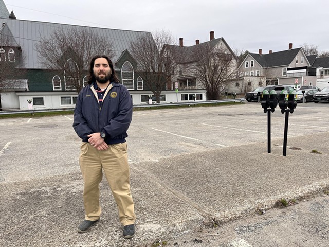 Barre City Manager Nicolas Storellicastro at the Seminary Street parking lots. - ANNE WALLACE ALLEN ©️ SEVEN DAYS