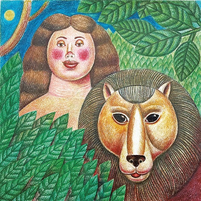 "Woman and a Lion - COURTESY