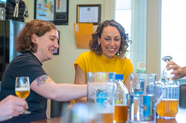 Adeline Druart (right) at a beer tasting panel with lab manager Julie Smith - JEB WALLACE-BRODEUR