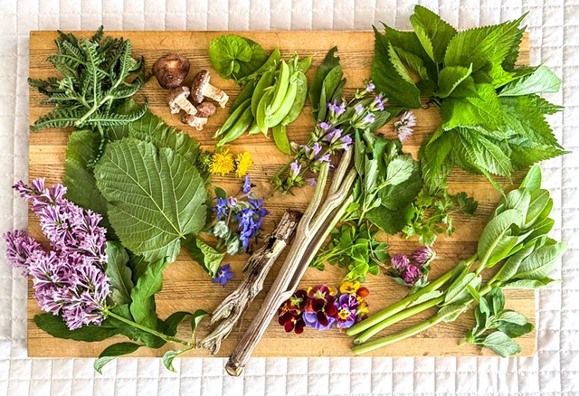 Wild and homegrown ingredients for lunch - SUZANNE PODHAIZER