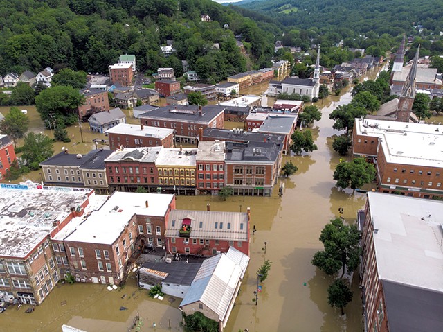 Floodwater in Downtown Montpelier in July 2023 - FILE JEB WALLACE-BRODEUR