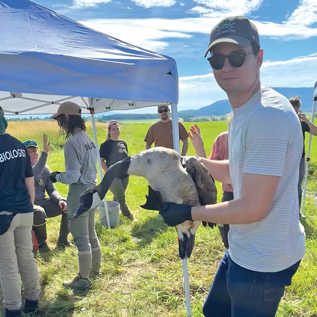 Jack McGuire with a goose - COURTESY OF NATALEE KNEELAND