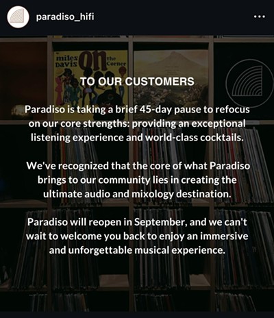 Paradiso Hi-Fi closure announcement