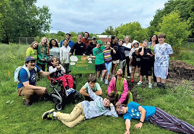 Fifth grade class from Champlain Elementary School after picking up trash - COURTESY