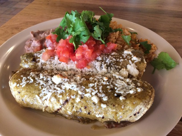 Pastor enchiladas at the Montpelier Mad Taco - SUZANNE PODHAIZER