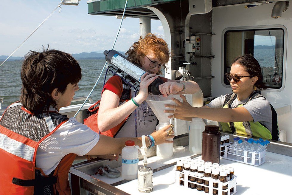 Students aboard UVM's research vessel - ANNE WALLACE ALLEN