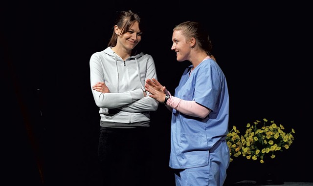 Maren Langdon Spillane and Kianna Bromley perform in 'Cry It Out' by Dirt Road Theater in Northfield - COURTESY OF DOMINIC SPILLANE