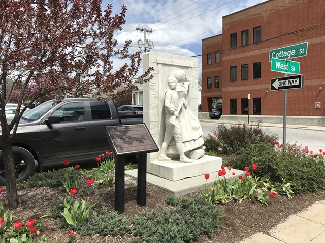 "Ann & Solomon Story" on the Downtown Rutland Sculpture Trail - FILE: SALLY POLLAK