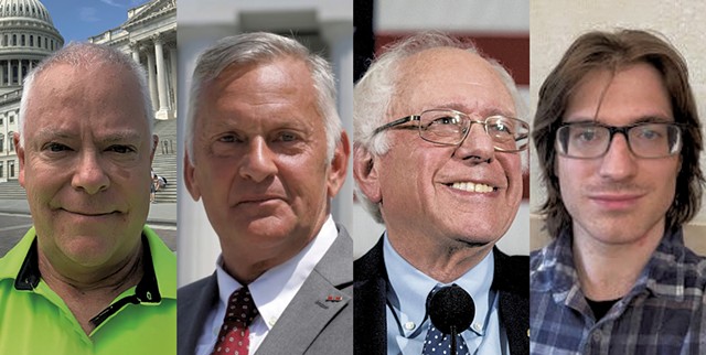 From left: Matt Hill, Gerald Malloy, Bernie Sanders, Justin Schoville - COURTESY