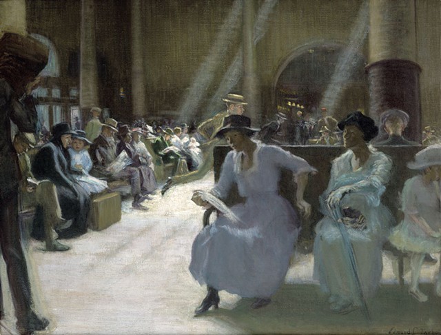 "In the Station Waiting Room, Boston" by Edmund Charles Tarbell, ca.1915 - COURTESY OF THE CROCKER ART MUSEUM