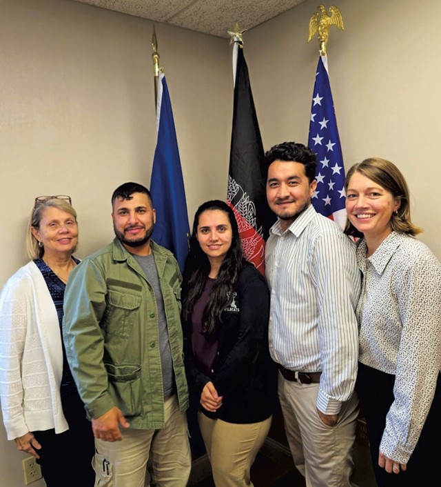 From left: Anne Miller, Hamed Noorzai, Drukhshan Farhad, Sayed Yassin Hashimi and Molly Gray of the Vermont Afghan Alliance - COURTESY