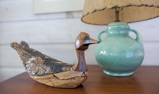 A carved-wood duck decoy at Paul Hance's summer home in St. Albans - OWEN LEAVEY