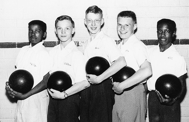 Robert D. Putnam (center) with his school bowling team - COURTESY