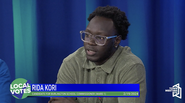 Rida Kori during a school board candidate forum on Town Meeting TV - SCREENSHOT