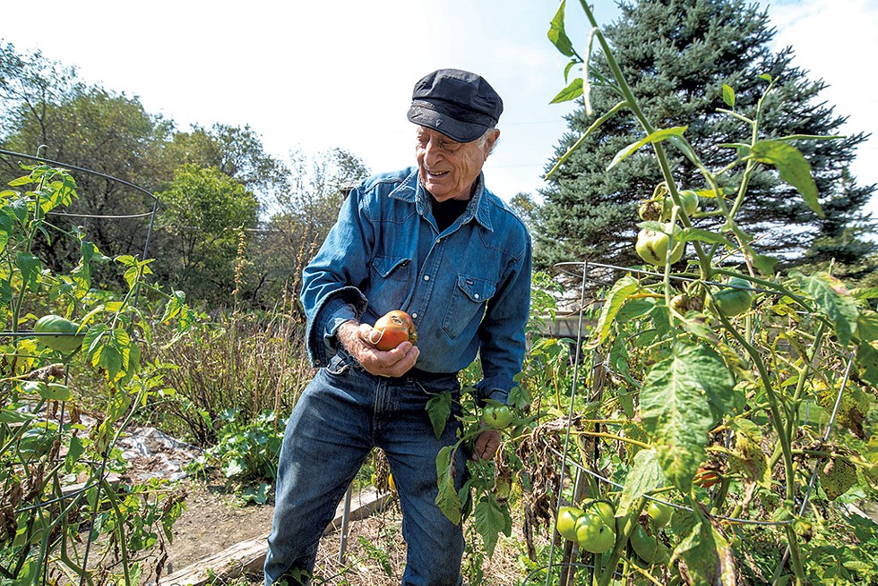 Tom Azarian in his garden - JEB WALLACE-BRODEUR