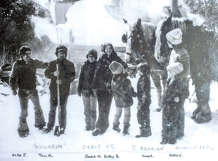 Tom and Tim Azarian with friends in Cabot in 1972 - COURTESY