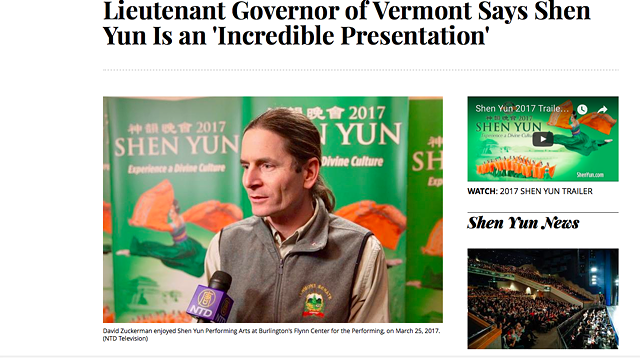 Vermont LG Becomes Part of Shen Yun's Massive Marketing Blitz