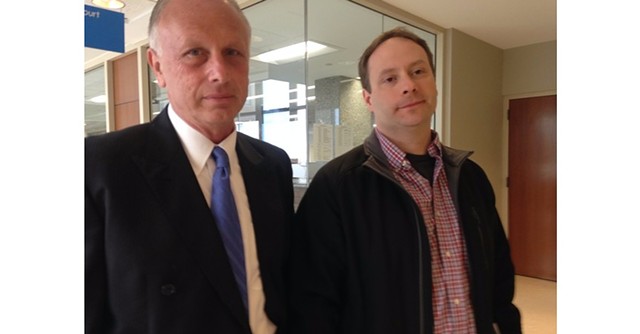 Attorney Bill Norful, left, and Dan Emmons at Vermont Superior Court in Burlington Thursday - MOLLY WALSH