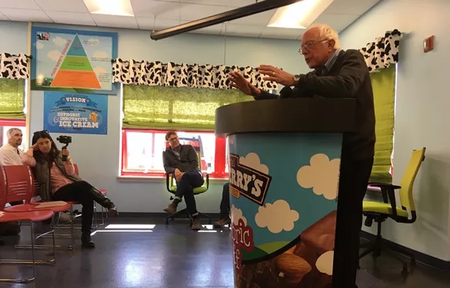 Bernie Sanders Brings His Message to Ben & Jerry's St. Albans Plant