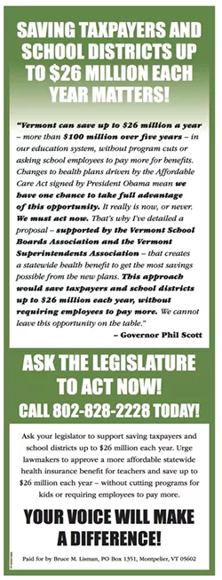 Lisman Buys Ads Promoting Scott's Health Insurance Proposal