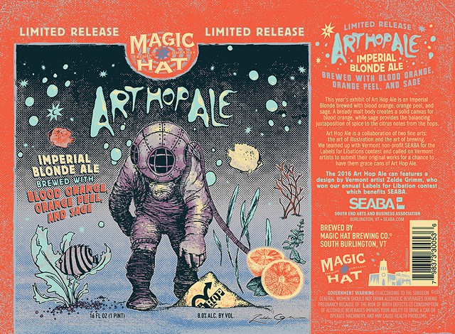 Art Hop Ale label with illustration by Zelde Grimm. - MAGIC HAT