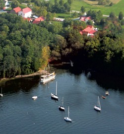 Aerial view of the Lake Champlain Maritime Museum shoreline - COURTESY OF LAKE CHAMPLAIN MARITIME MUSEUM