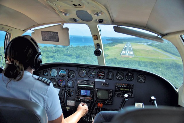 Jennifer Davis flying into Vieques, Puerto Rico - COURTESY OF JENNIFER DAVIS