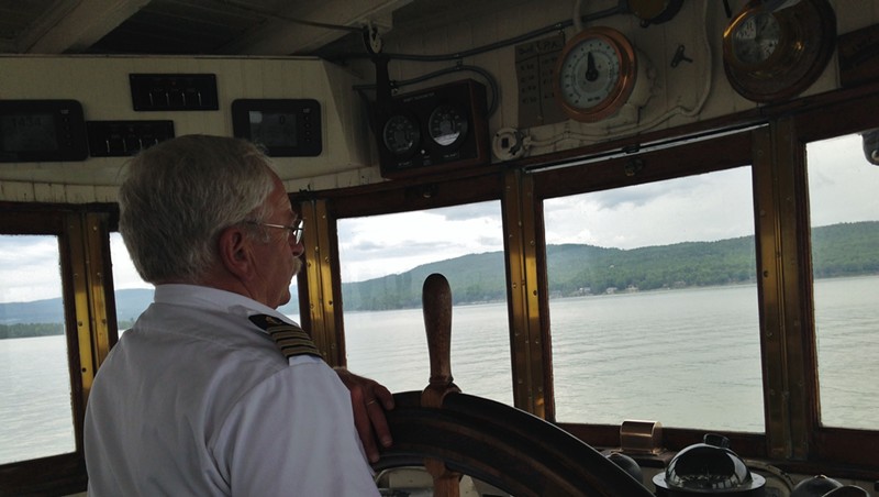 Captain Steve Pond approaching Port Kent, N.Y.