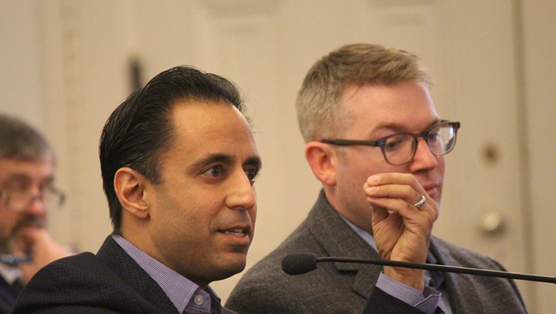 Deepak Malhotra and Michael Luca of Harvard Business School testifying Thursday at the Vermont Statehouse