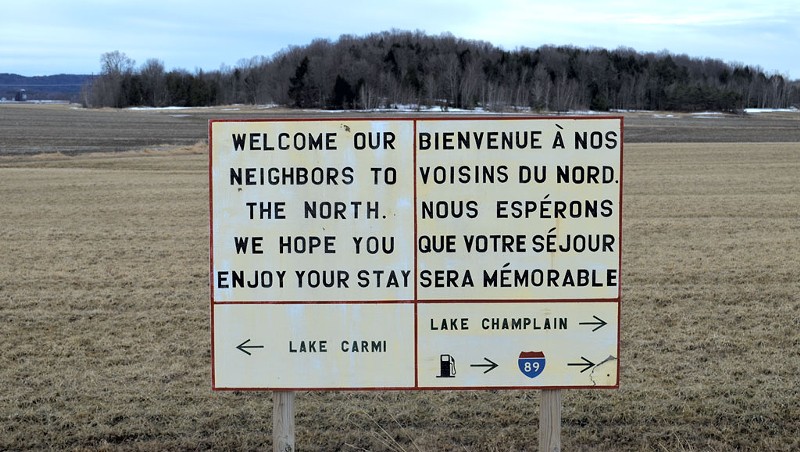 A sign near the border