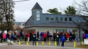 Waiting in line for turkeys at the Chittenden Emergency Food Shelf