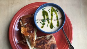 Grilled cheese sandwich and soup at Lost Nation Brewing
