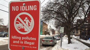 A "No idling" sign in Burlington