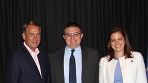 Jack Moulton, center, with former U.S. House speaker John Boehner and Rep. Elise Stefanik