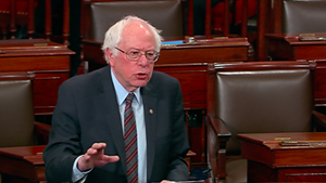 A video released by Sen. Bernie Sanders' office shows Sanders speaking about guns in the U.S. Senate