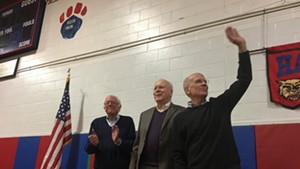 Vermont's all-male congressional delegation at a 2017 rally in Hardwick
