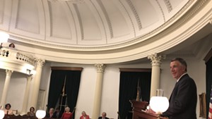 Gov. Phil Scott addresses the Senate Saturday at the close of the 2018 session.