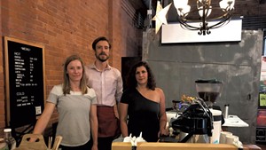 Left to right: Nomad Coffee owners Nicole Grinstead and Andrew Sepic with chef Suzanne Podhaizer